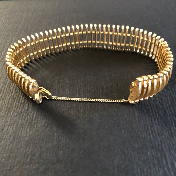 Trifari Modernist Picket Fence Bracelet Gold Tone Vintage - Picture 3 of 7